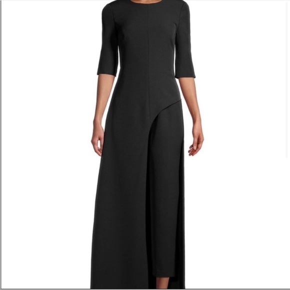 NEW! Kay Unger Davina Romper walk thru jumpsuit dress BLACK SIZE 12 0994 - Picture 2 of 7